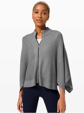lululemon athletica softer still wrap Gray Zip-Front Knit Poncho